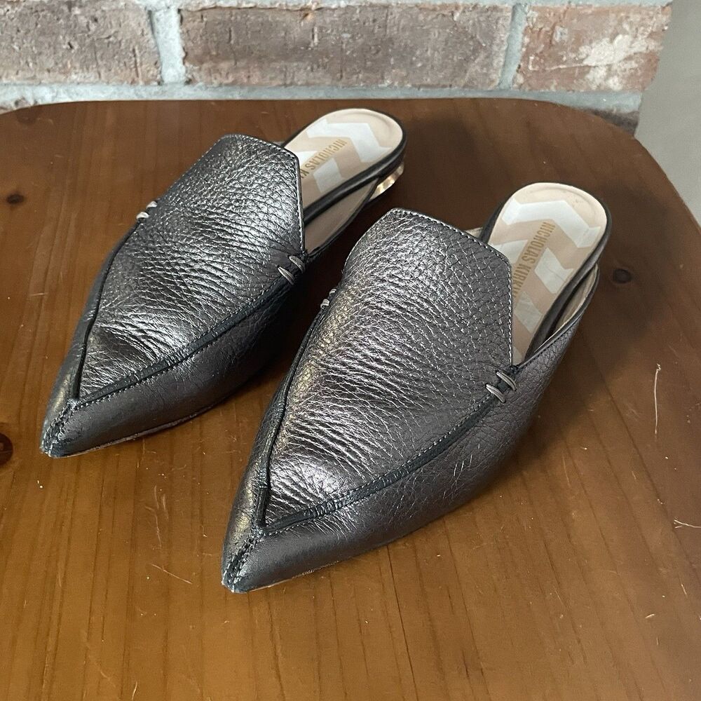 Nicholas Kirkwood Beya Slippers Size 36 US 6 Loafer Flats Platino Silver Leather